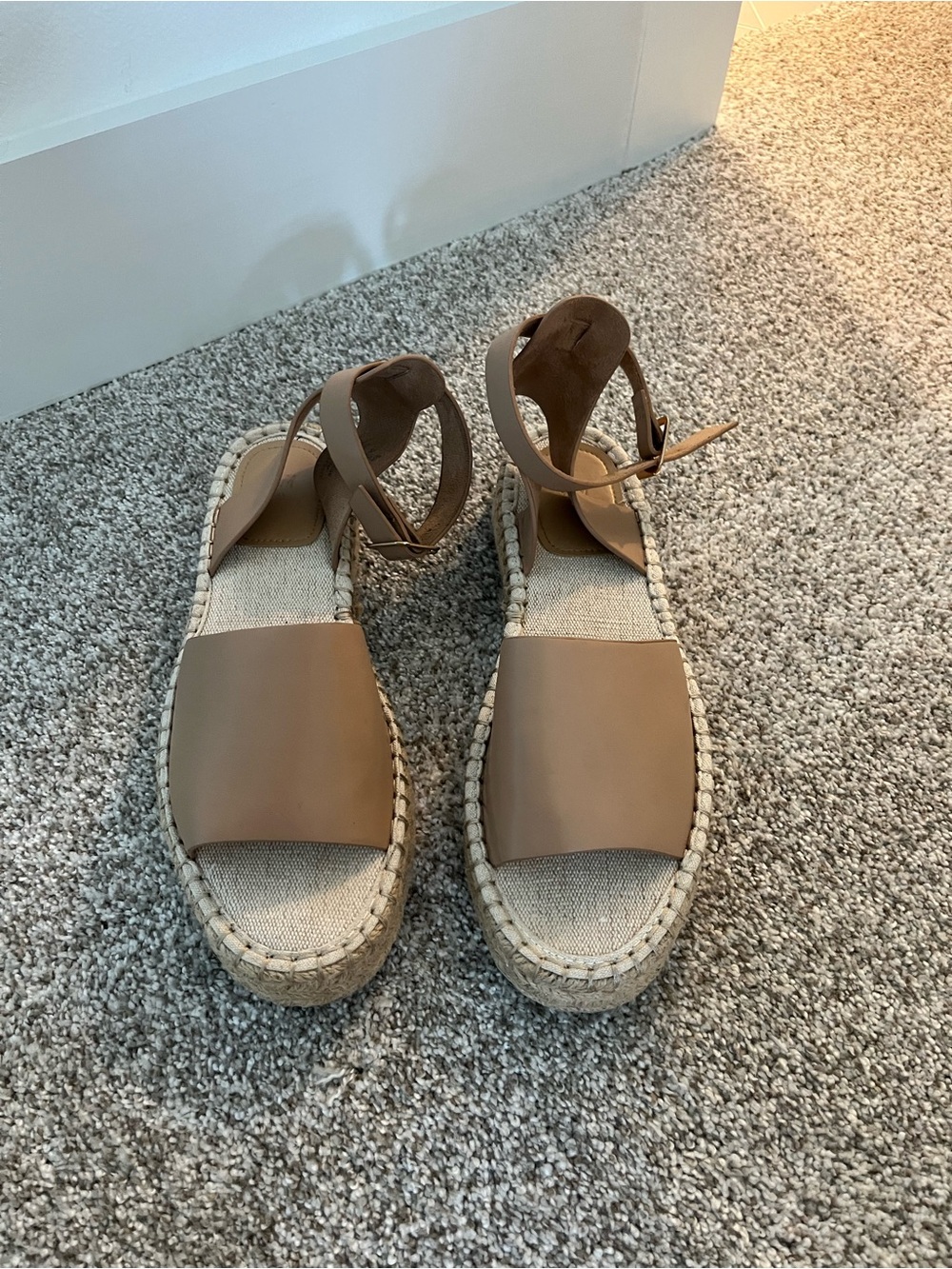 H&M Brown-Beige Platform Espadrille Sandals